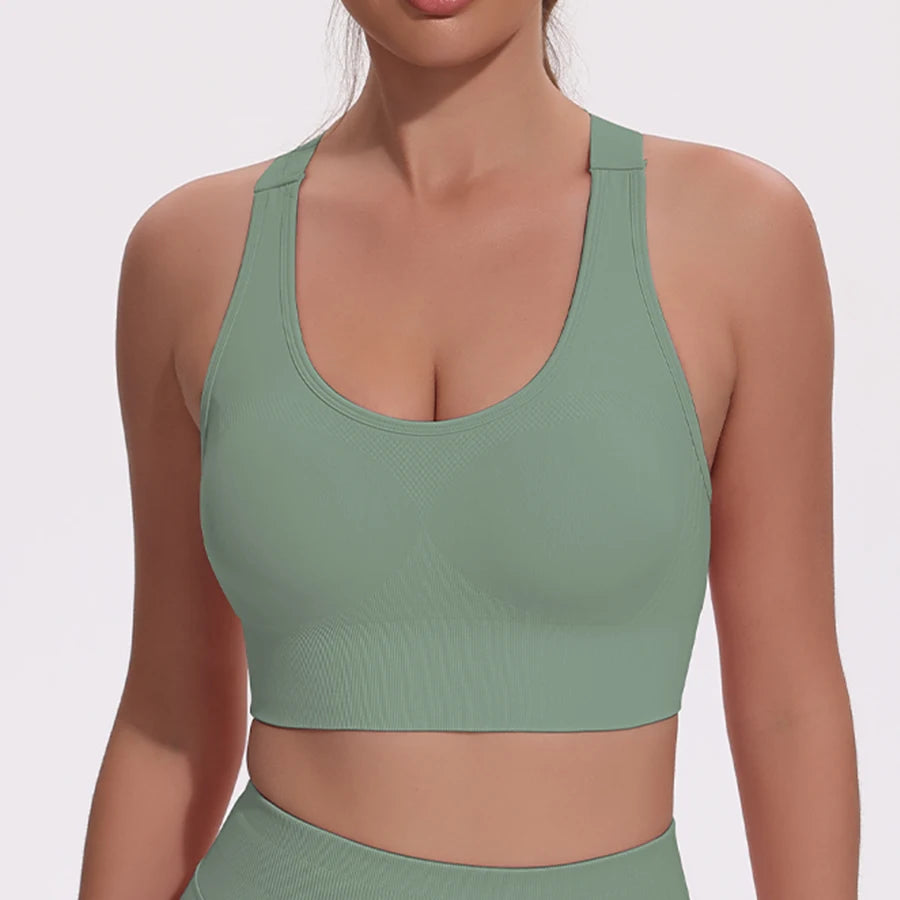 Sports Bras for Women Hollow Out Breathable Seamless Stretchy Beautiful Back Yoga Bra with Removable Cups Gym Sportswear