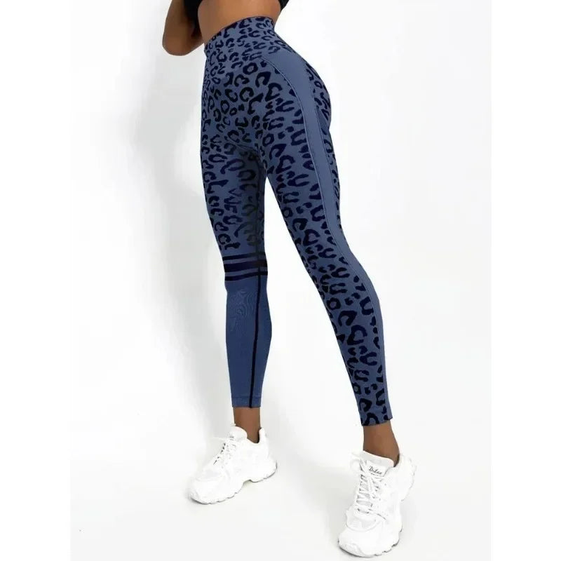 Seamless Sexy Leopard Leggings High Waist Leggings for Women Fitness Hip Liftting Knit Fashion Tights Gym Trainning Yoga Pants