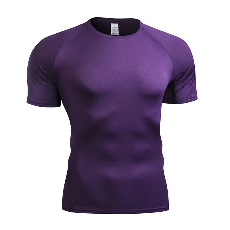 Men's Compression T Shirt Summer Sportswear Running T-shirt Elastic Quick Dry Sport Tops Tee Athletic Gym Fitness TShirts Men