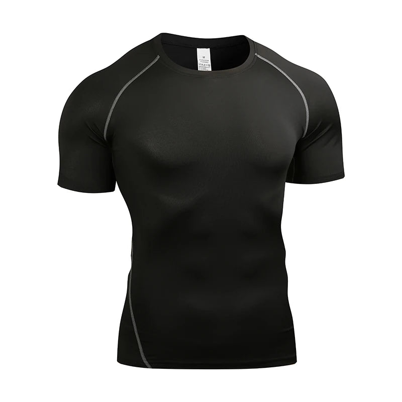 Men's Compression T Shirt Summer Sportswear Running T-shirt Elastic Quick Dry Sport Tops Tee Athletic Gym Fitness TShirts Men