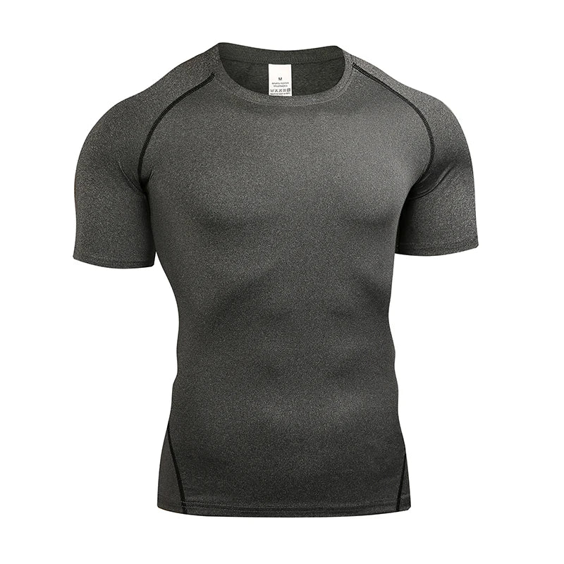 Men's Compression T Shirt Summer Sportswear Running T-shirt Elastic Quick Dry Sport Tops Tee Athletic Gym Fitness TShirts Men
