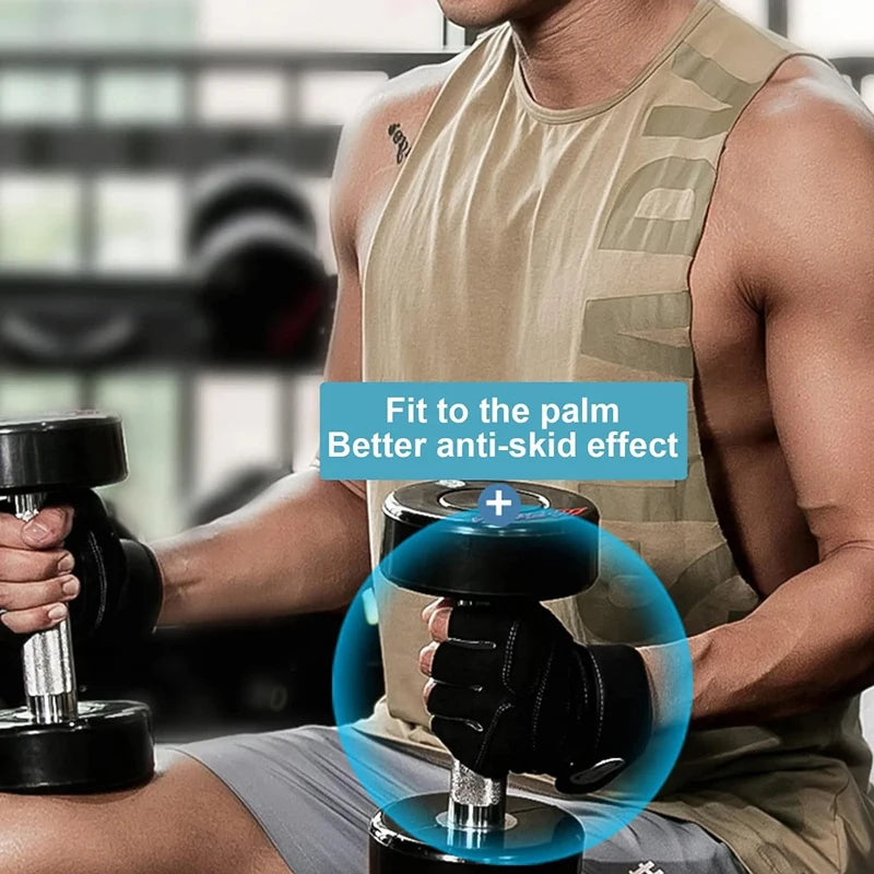 Gym Gloves for Men Women Fitness Weight Lifting Wristband Gloves Body Building Training Sports Exercise Cycling Glove Shockproo