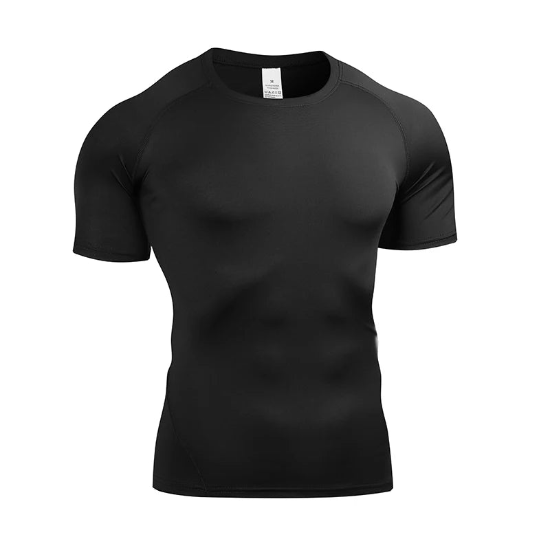 Men's Compression T Shirt Summer Sportswear Running T-shirt Elastic Quick Dry Sport Tops Tee Athletic Gym Fitness TShirts Men