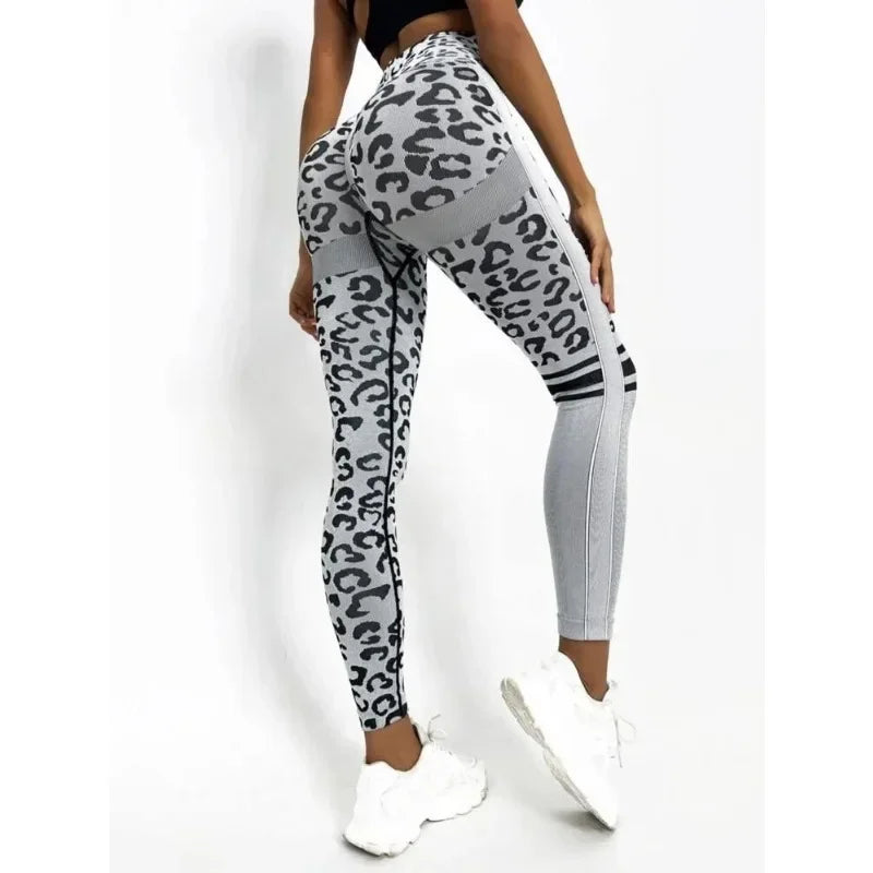 Seamless Sexy Leopard Leggings High Waist Leggings for Women Fitness Hip Liftting Knit Fashion Tights Gym Trainning Yoga Pants