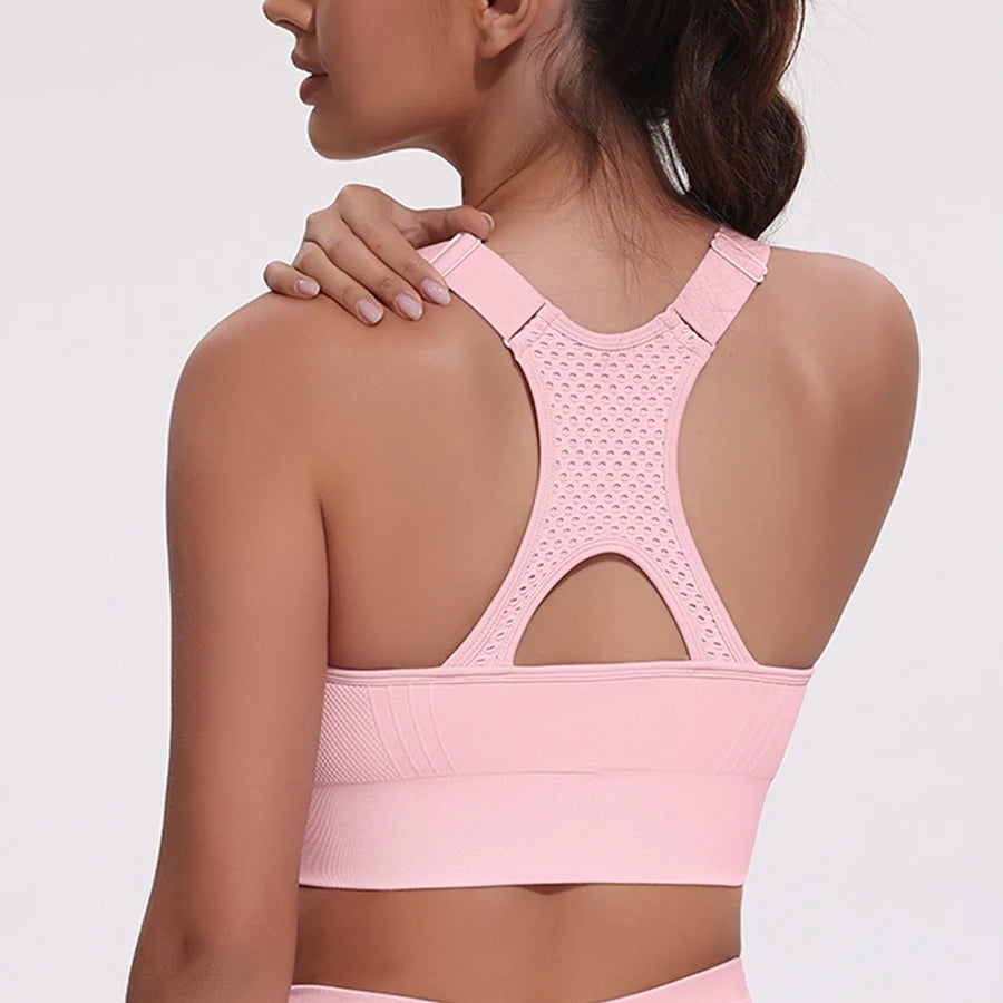 Sports Bras for Women Hollow Out Breathable Seamless Stretchy Beautiful Back Yoga Bra with Removable Cups Gym Sportswear