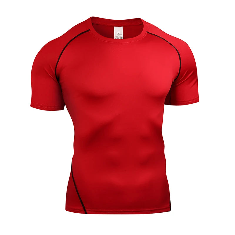 Men's Compression T Shirt Summer Sportswear Running T-shirt Elastic Quick Dry Sport Tops Tee Athletic Gym Fitness TShirts Men