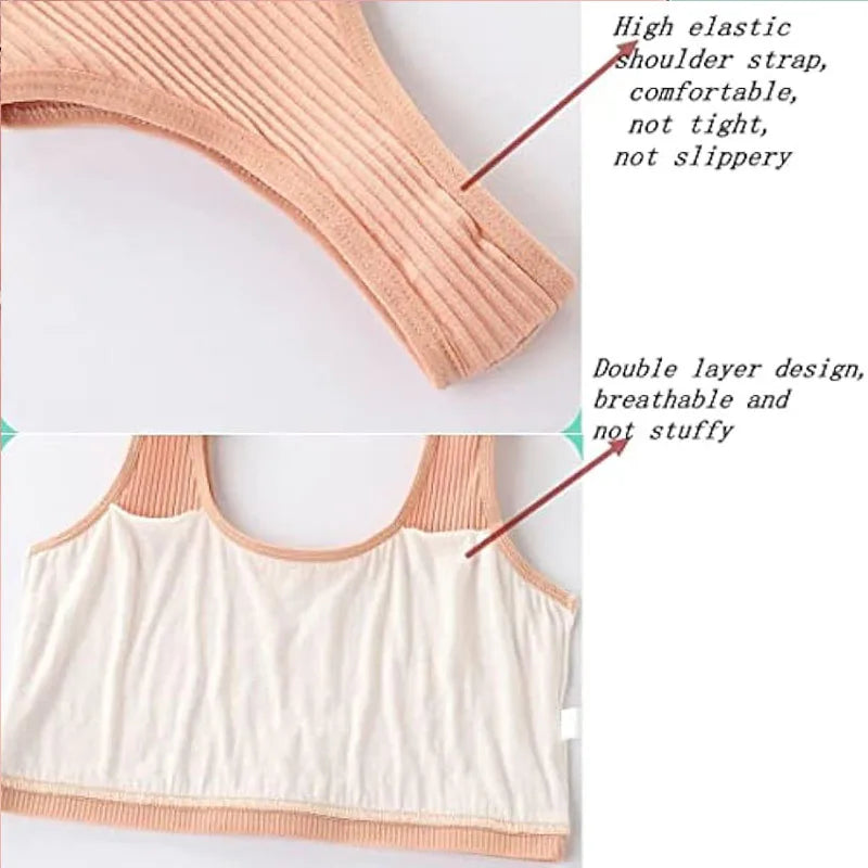 1/4 Sets Girls Training Bras Panties Set Kids Cotton Underwear Sets Teenage Girl Wireless Bra Vest and Panties Sports Set 8-16Y