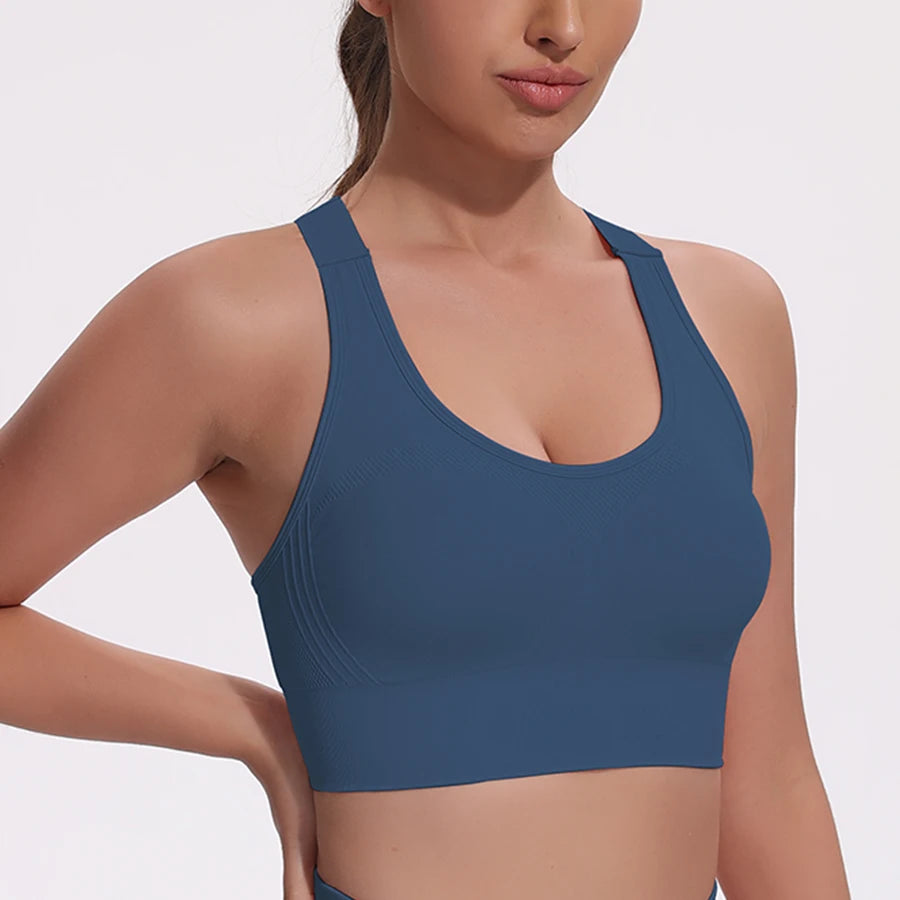 Sports Bras for Women Hollow Out Breathable Seamless Stretchy Beautiful Back Yoga Bra with Removable Cups Gym Sportswear