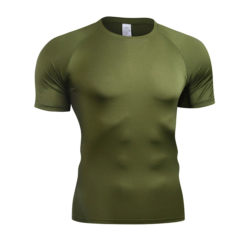 Men's Compression T Shirt Summer Sportswear Running T-shirt Elastic Quick Dry Sport Tops Tee Athletic Gym Fitness TShirts Men