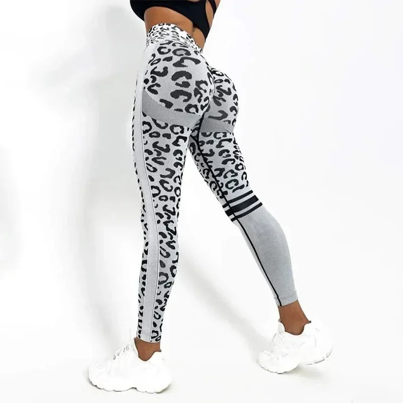Seamless Sexy Leopard Leggings High Waist Leggings for Women Fitness Hip Liftting Knit Fashion Tights Gym Trainning Yoga Pants