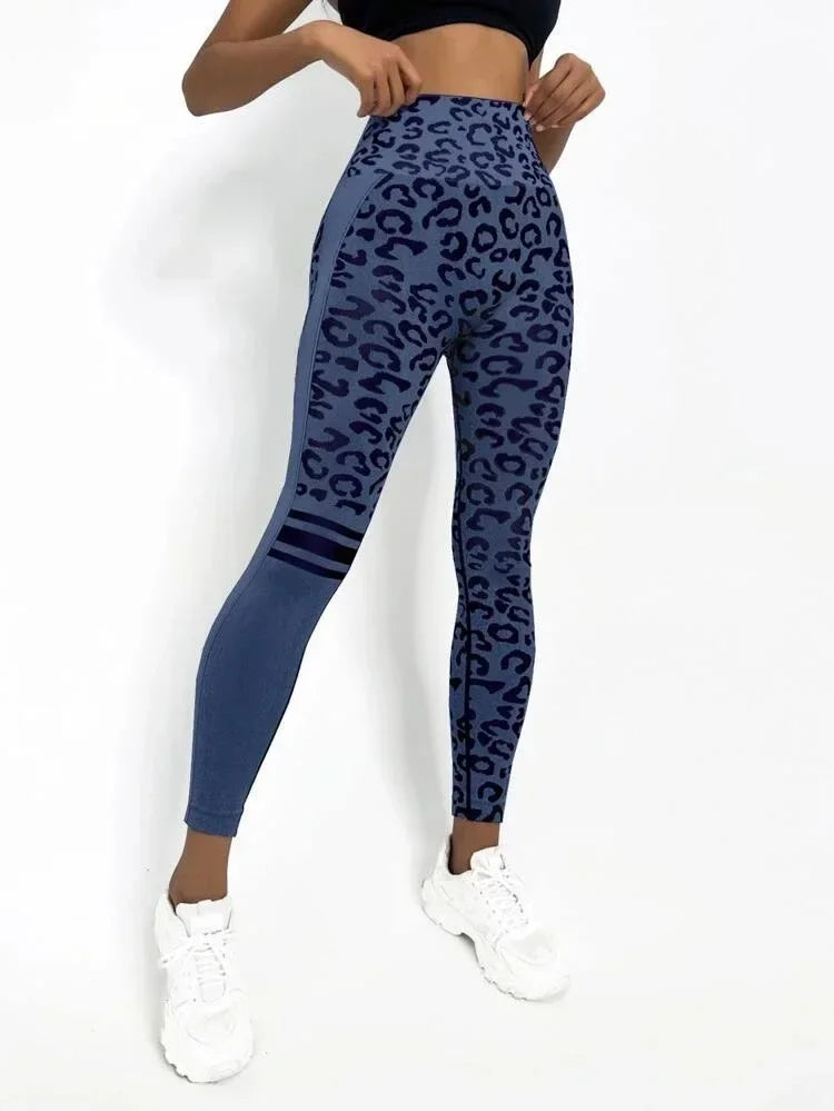 Seamless Sexy Leopard Leggings High Waist Leggings for Women Fitness Hip Liftting Knit Fashion Tights Gym Trainning Yoga Pants