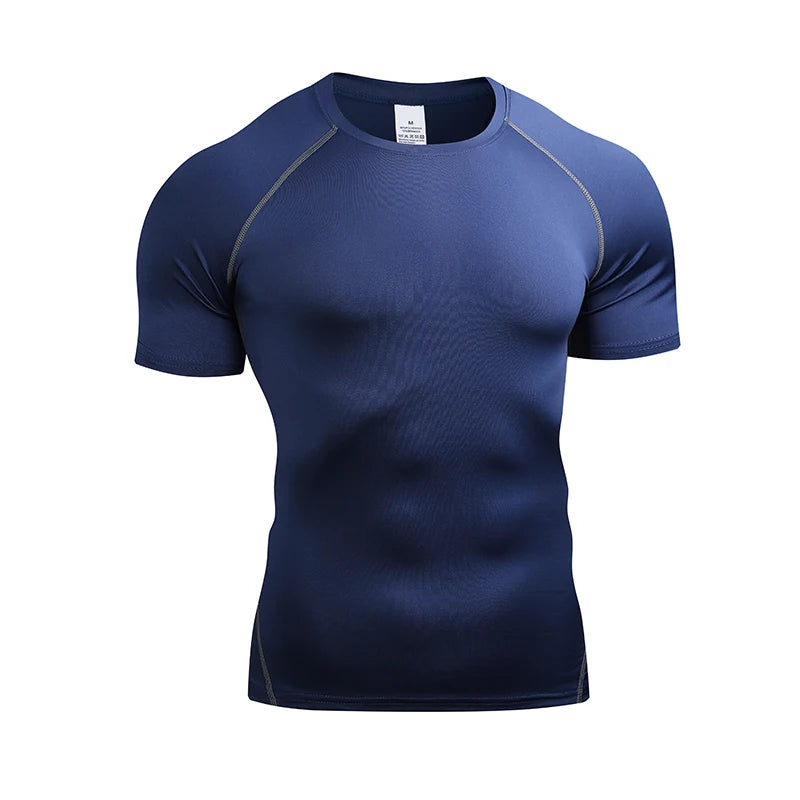 Men's Compression T Shirt Summer Sportswear Running T-shirt Elastic Quick Dry Sport Tops Tee Athletic Gym Fitness TShirts Men