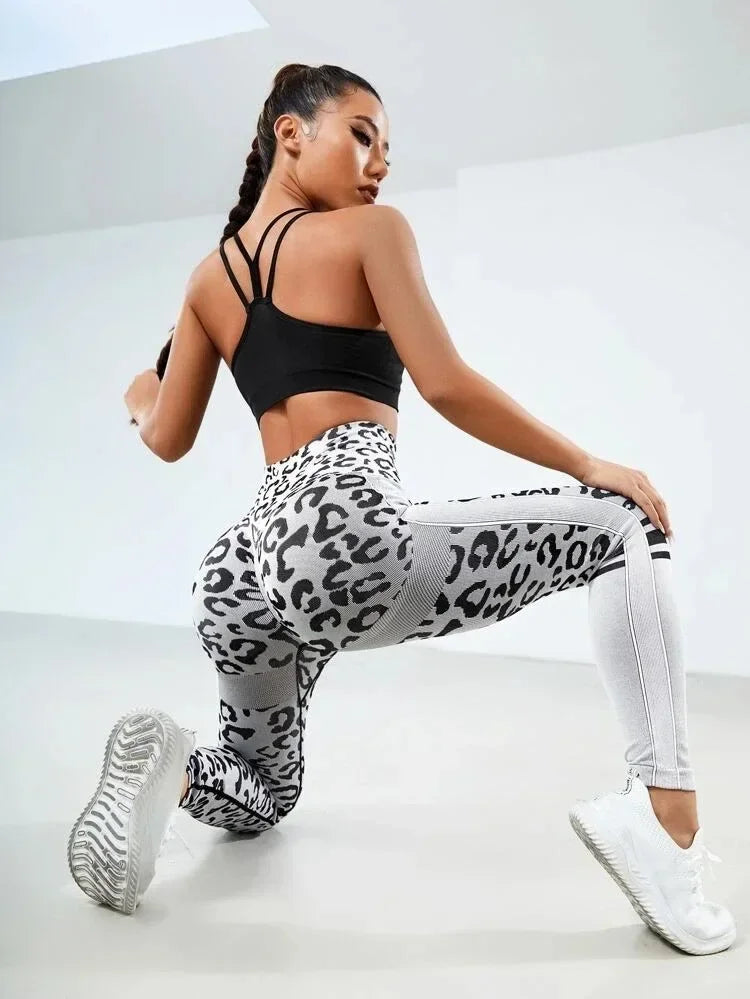 Seamless Sexy Leopard Leggings High Waist Leggings for Women Fitness Hip Liftting Knit Fashion Tights Gym Trainning Yoga Pants