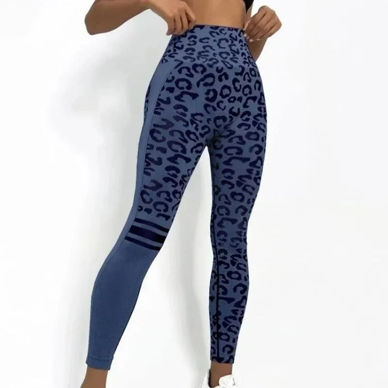 Seamless Sexy Leopard Leggings High Waist Leggings for Women Fitness Hip Liftting Knit Fashion Tights Gym Trainning Yoga Pants