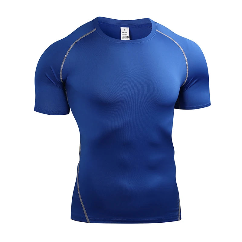 Men's Compression T Shirt Summer Sportswear Running T-shirt Elastic Quick Dry Sport Tops Tee Athletic Gym Fitness TShirts Men
