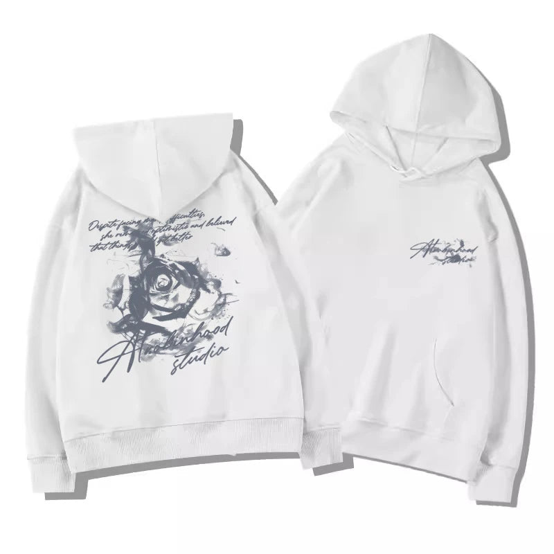 Rose Flower Men Women Hoodie Pullover Outdoor Street Casual Loose Sports Comfort Sporty Versatile Daily Winter Autumn Sweatshirt