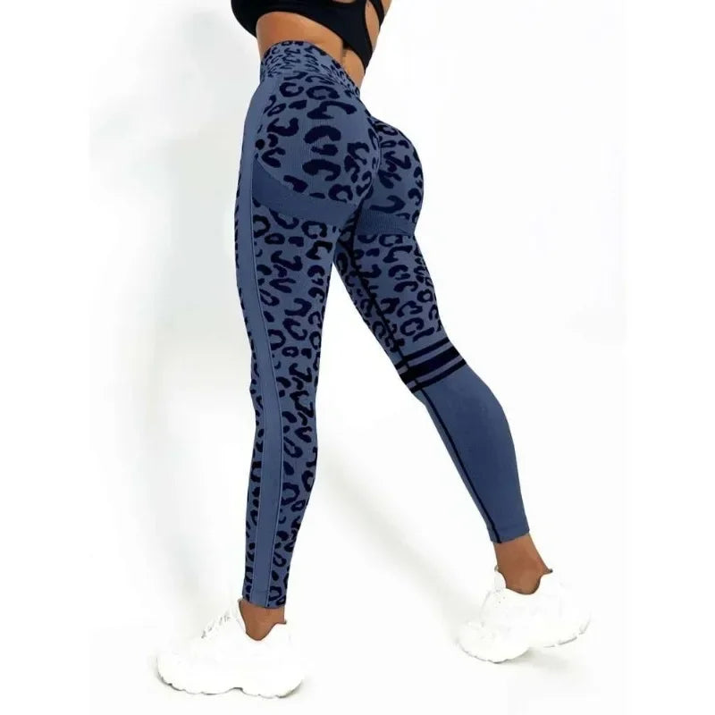 Seamless Sexy Leopard Leggings High Waist Leggings for Women Fitness Hip Liftting Knit Fashion Tights Gym Trainning Yoga Pants